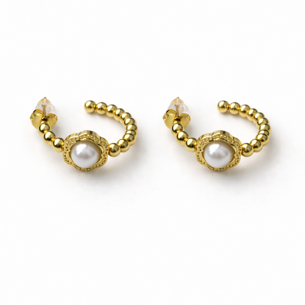 Flower Pearl hoops