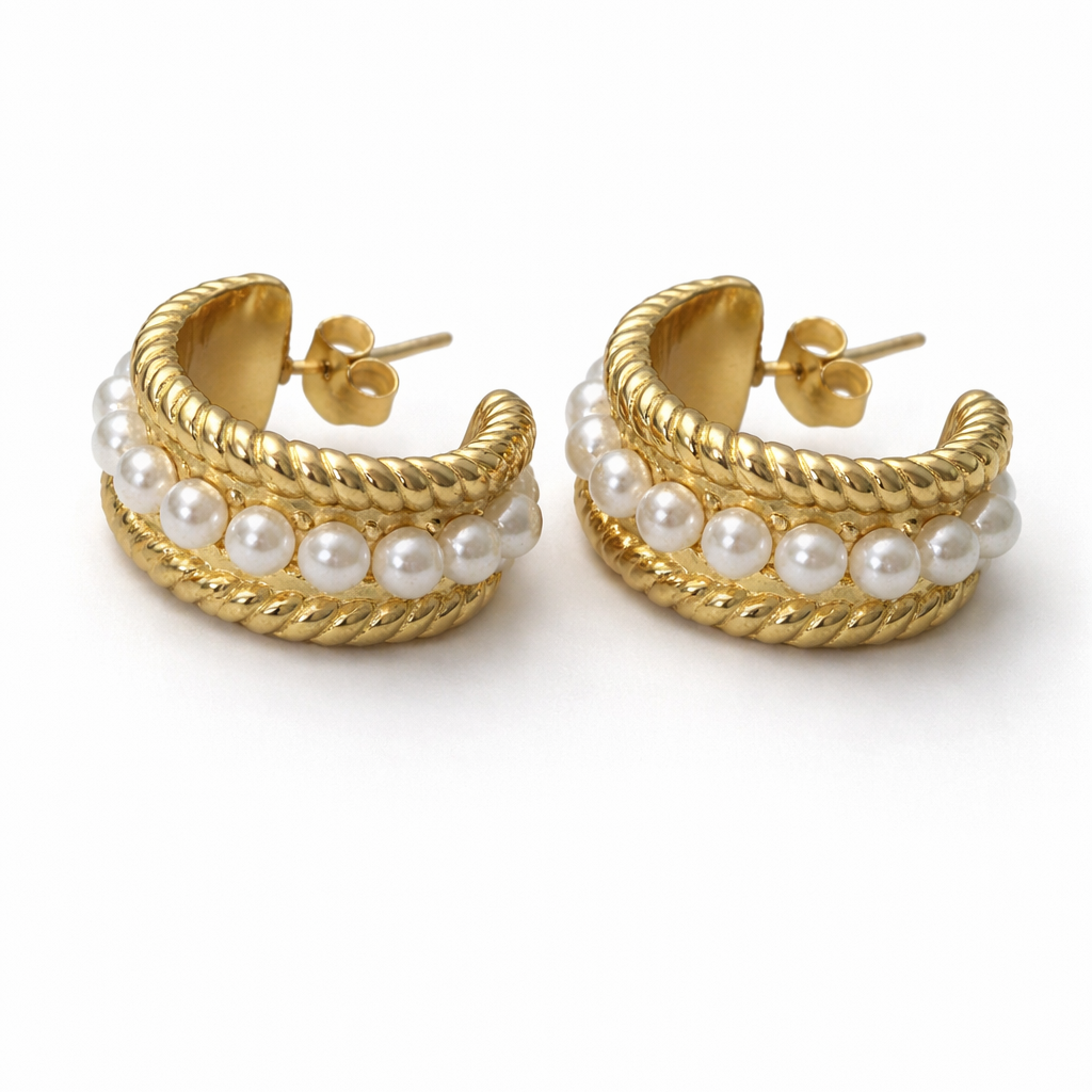Pearl Gold Hoops